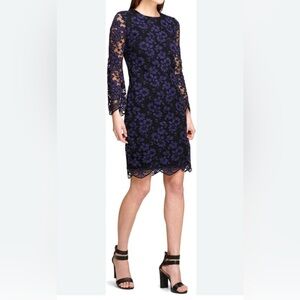 Dkny Blue Long Sleeve Sheath Dress